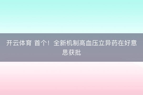 开云体育 首个！全新机制高血压立异药在好意思获批