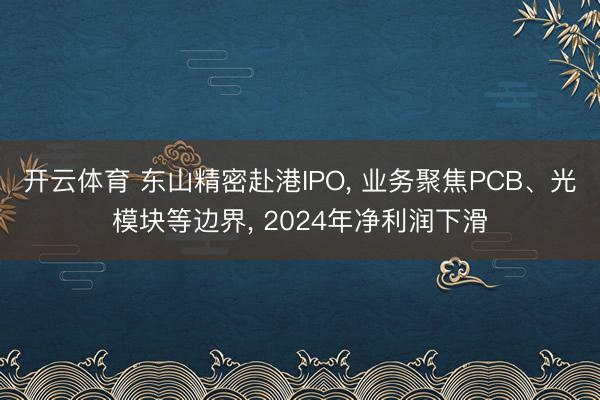 开云体育 东山精密赴港IPO, 业务聚焦PCB、光模块等边界, 2024年净利润下滑