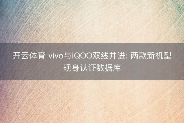 开云体育 vivo与iQOO双线并进: 两款新机型现身认证数据库