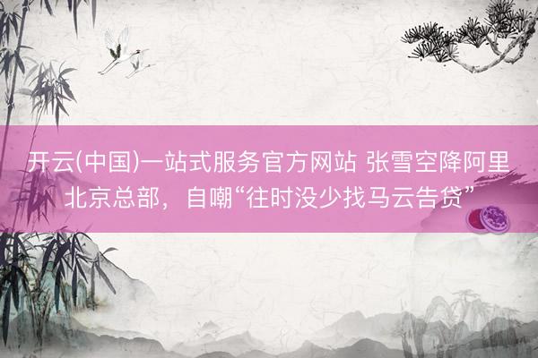 开云(中国)一站式服务官方网站 张雪空降阿里北京总部,自嘲“往时没少找马云告贷”