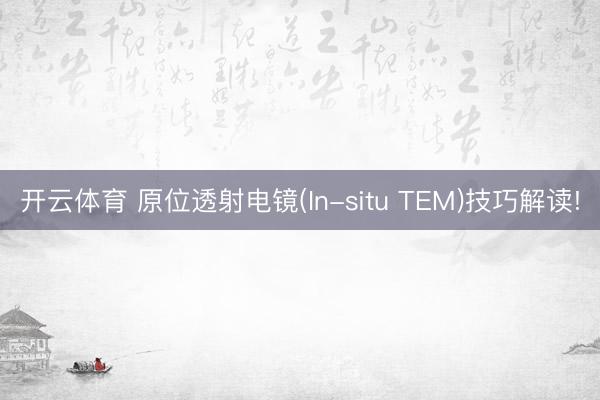 开云体育 原位透射电镜(In-situ TEM)技巧解读!