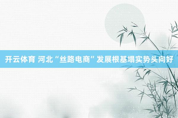 开云体育 河北“丝路电商”发展根基塌实势头向好